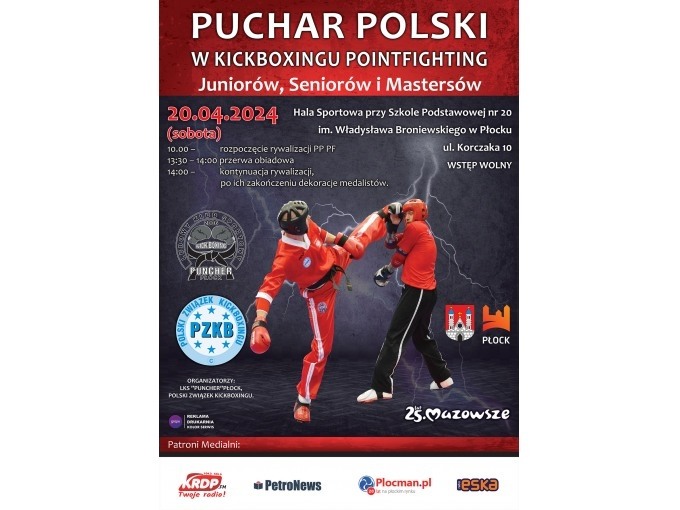Zgłoszenia zakończone_Puchar Polski Juniorów, Seniorów i Mastersów w Pointfighting i Kick Light _20.04.2024 - Płoc