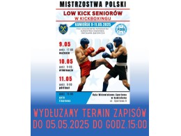 Zapisy na Mistrzostwa Polski Low Kick Seniorów Kamieńsk do 05.05.2025r.